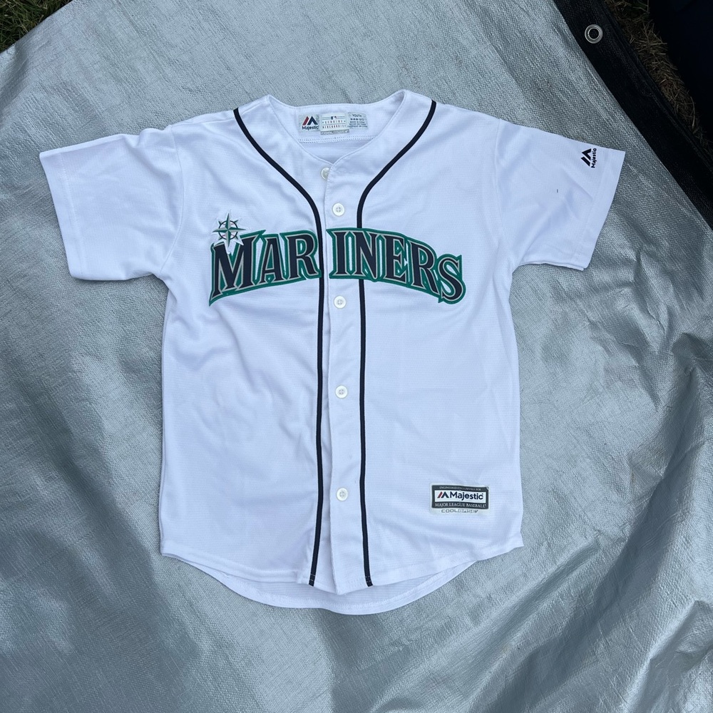 Majestic Youth White Mariners Baseball Jersey